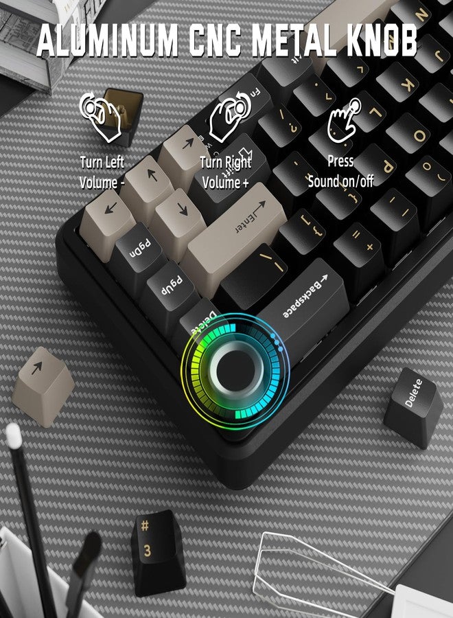 MAMBASNAKE Attack Shark X66 Gasket Wireless Mechanical Keyboard with Volume Knob,60% BT/2.4GHz/Wired Gaming Keyboard,RGB Backlit,OEM Tri-Color PBT keycaps,66 Keys Hot Swappable for PC/MAC,Starblack - Image 3