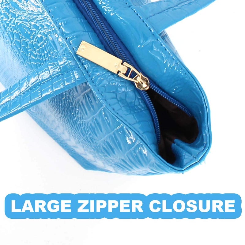 Valentoria Womens Crocodile Large Tote Handbag Purse Shoulder Bag Travel Satchel Handbag (Lake Blue) - Image 4