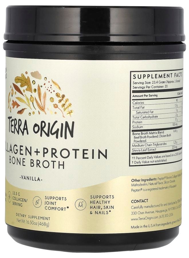 Terra Origin Collagen + Protein Bone Broth Vanilla 16.5 oz (468 g) - Image 2