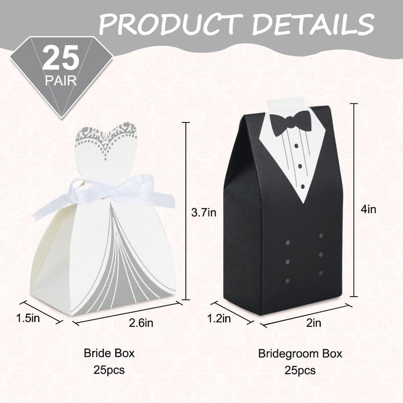 BEISHIDA Wedding Favor Boxes  Small Bride and Groom Candy Boxes for Bridal Shower Decorations  50pcs - Image 2