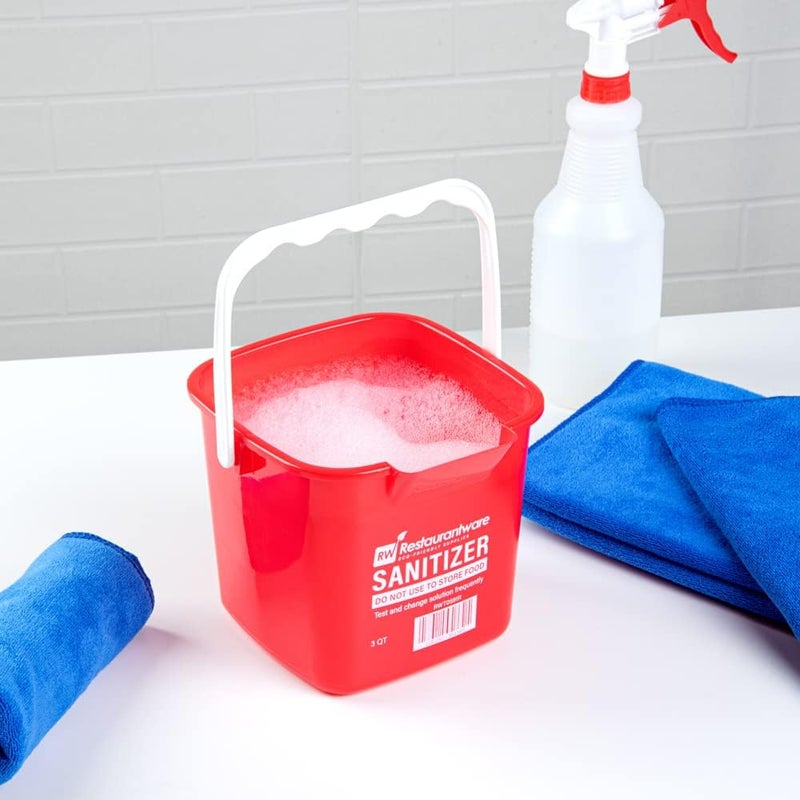 Restaurantware RW Clean 3 Quart Cleaning Bucket 1 Detergent Square Bucket  With Measurements BuiltIn Spout And Handle Red Plastic Utility Bucket For Home Or Commercial Use - Image 4