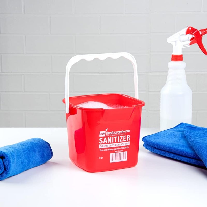 Restaurantware RW Clean 3 Quart Cleaning Bucket 1 Detergent Square Bucket  With Measurements BuiltIn Spout And Handle Red Plastic Utility Bucket For Home Or Commercial Use - Image 3
