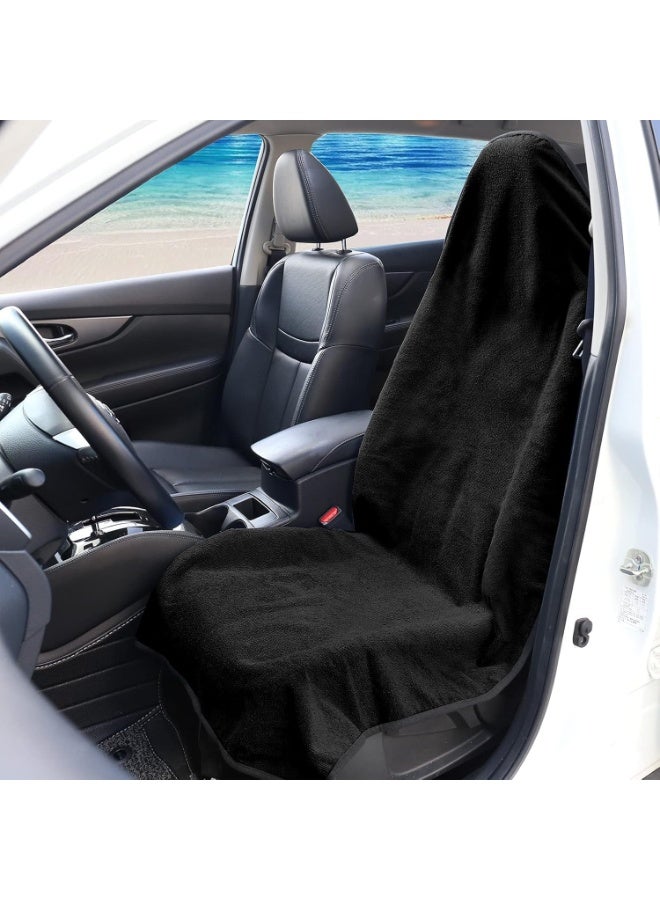 1 pcs Cloth Towel Front Bucket Seat Cover Black for Cars SUV Trucks Machine washable - Waterproof - Image 2
