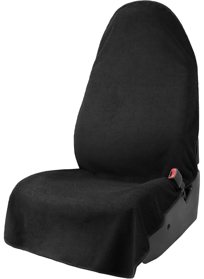 1 pcs Cloth Towel Front Bucket Seat Cover Black for Cars SUV Trucks Machine washable - Waterproof - Image 1