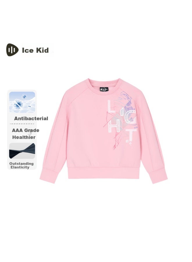Souhait Waterbaby Girls' Sweatshirt Spring And Autumn New Antibacterial High Elastic Crew Neck Pullover Top - Image 1
