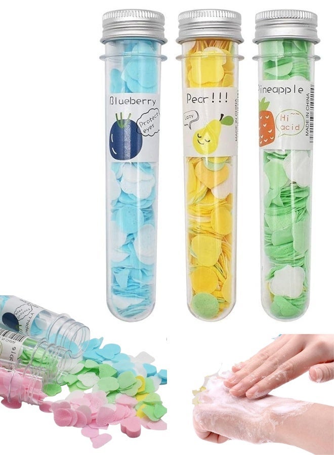3-piece scented paper soap tubes, portable mini travel soap, disposable colored soap strips, paper soap petals for hands, mini confetti soap for travel and hiking. - Image 1