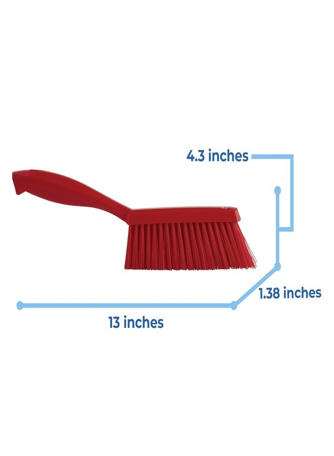 Vikan 45894 Bench Cleaning Brush, Polypropylene/Polyester Medium Bristle Dustpan Brush & Sweeper, 14 Inch, Red - Image 3