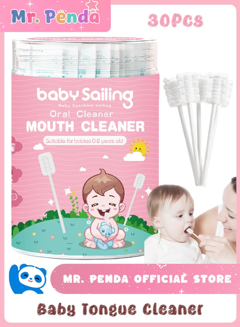 Baby Sailing 30PCS Baby Tongue Cleaner, Disposable Spiral Model Baby Mouth Cleaner, Soft Gauze Toothbrush Infant Oral Cleaning Stick, Tongue Cleaner Care for 0-2 Years Old Baby Tongue Cleaning - Image 1