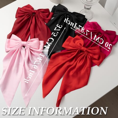 FDBJulyy Satin Big Bows and Clips Set for Thick Thin Hair 5 PCS BowKnot NonSlip Claw Clips for Women - Image 3