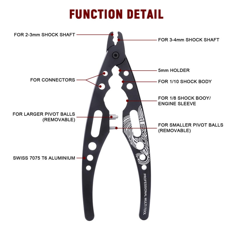 CrazyHobby Metal Shock Absorber Pliers Rod Ball Clamp Multi-Function Tool for RC Model 1/8 1/10 Car Crawler Truck Off Road Buggy Touring Drift - Image 2