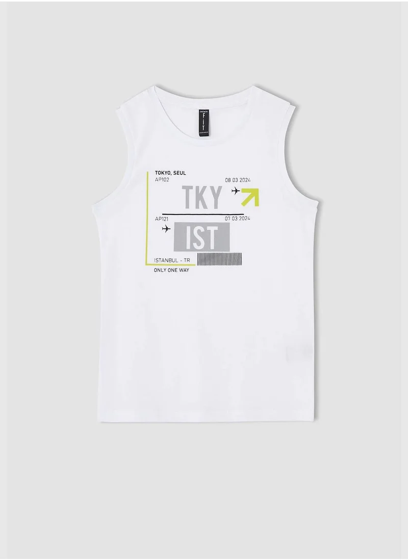 ديفاكتو Regular Fit Sleeveless Slogan Print Athlete