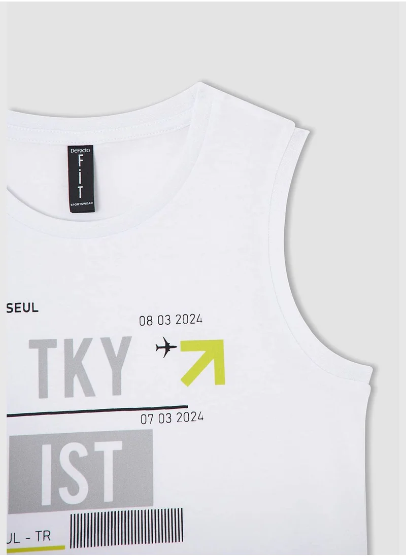 ديفاكتو Regular Fit Sleeveless Slogan Print Athlete