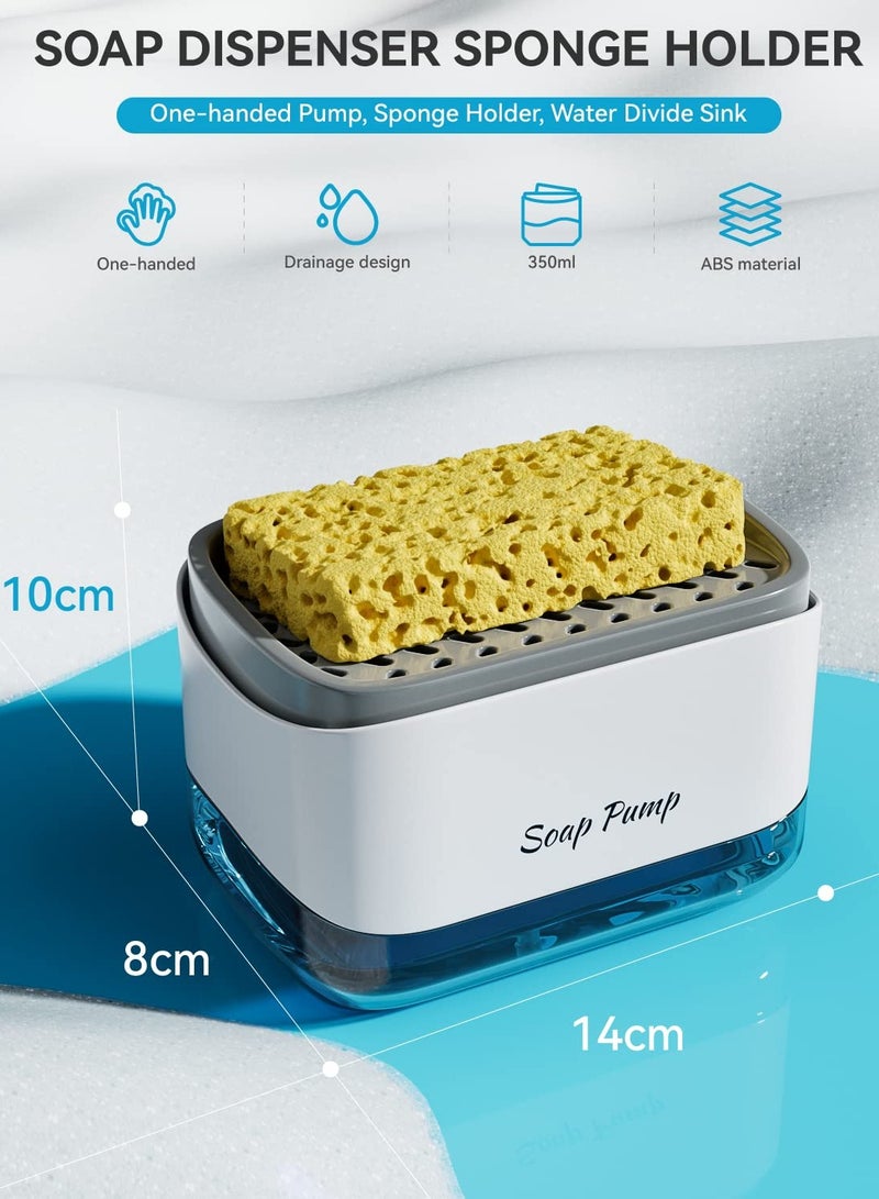 Houmt Soap Pump Dispenser Sponge Holder For Kitchen Assorted Dish Wash Container - Image 4