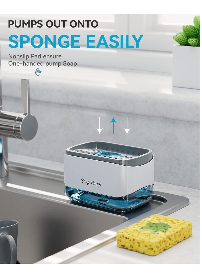 Houmt Soap Pump Dispenser Sponge Holder For Kitchen Assorted Dish Wash Container - Image 2