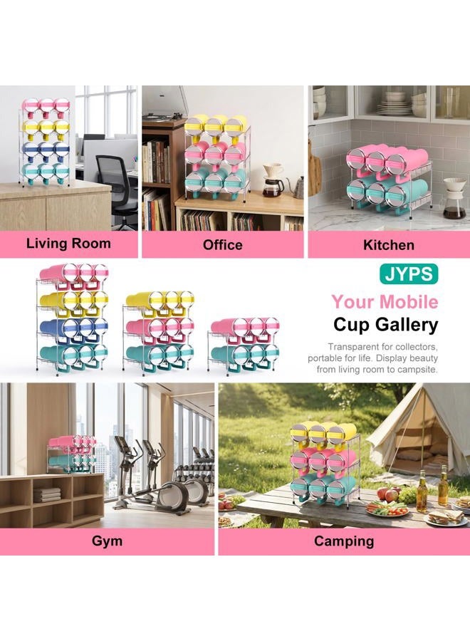 JYPS Reusable Stackable with Handle Compartment Water Bottle Tumbler Organizer for Stanley 40oz with Handle Cup, Stanley Accessories for Pantry, Cabinet & Kitchen Organization and Storage,3 Tier Hold 9 - Image 5