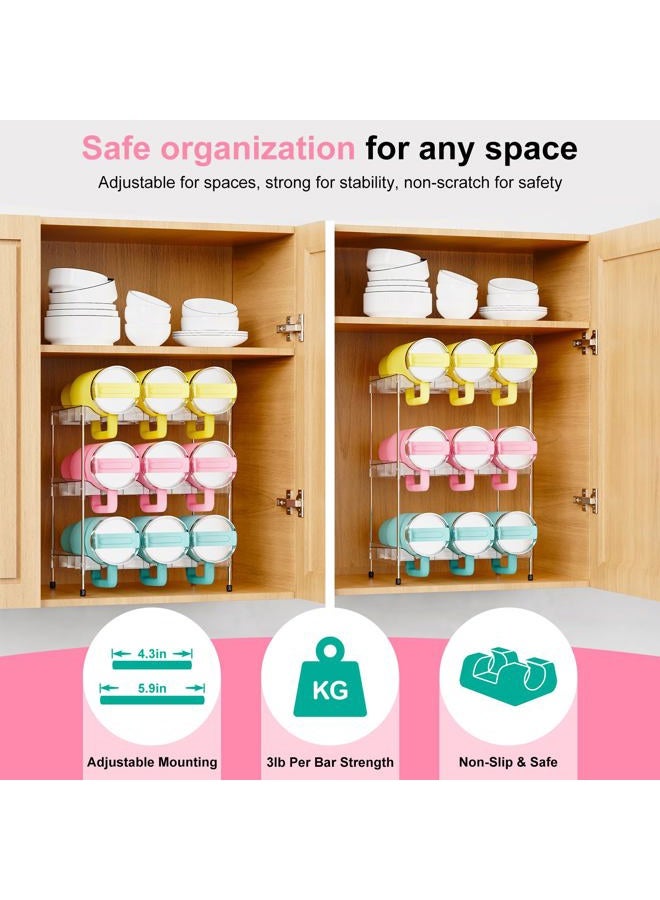 JYPS Reusable Stackable with Handle Compartment Water Bottle Tumbler Organizer for Stanley 40oz with Handle Cup, Stanley Accessories for Pantry, Cabinet & Kitchen Organization and Storage,3 Tier Hold 9 - Image 4