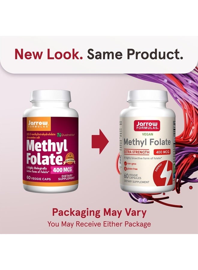 jarrow formulas Extra Strength Methyl Folate 400 mcg, Dietary Supplement for Cardiovascular and Neurologic Health Support, 60 Veggie Capsules, 60 Day Supply (Pack of 12) - Image 2