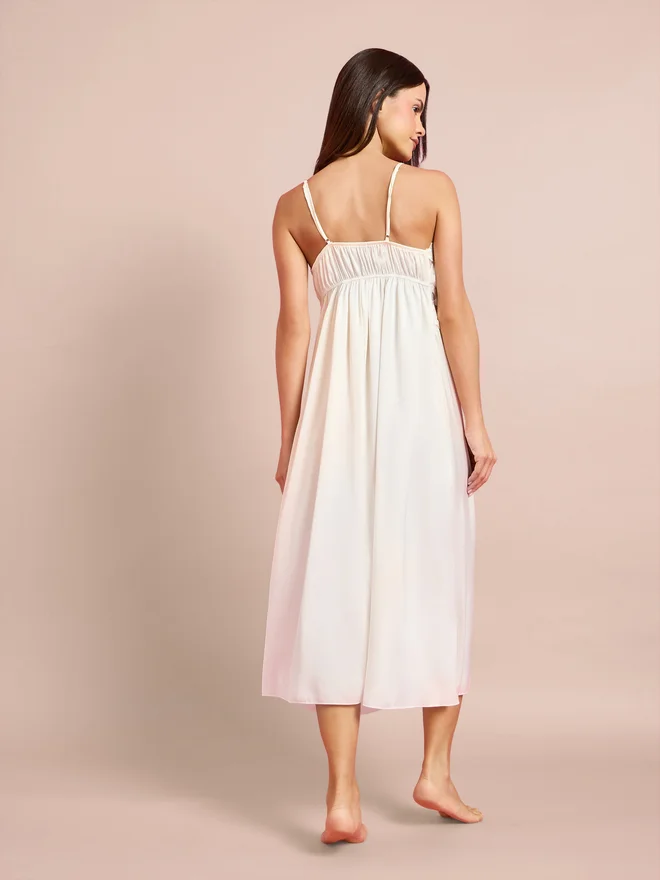 Styli Cream Pack of 2 - Floral Guipure Lace Slip Dress and Robe Set for Women | Best Price UAE