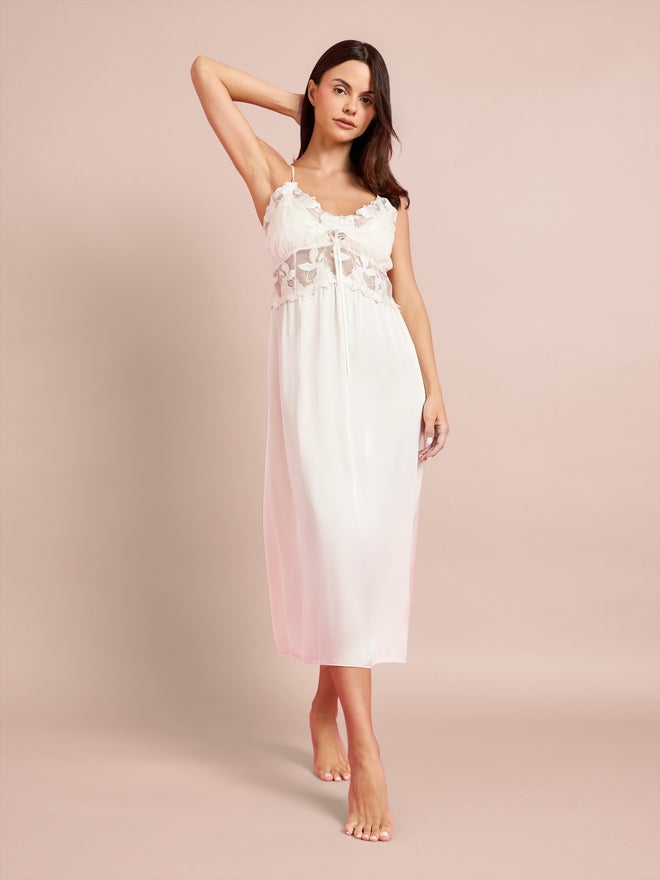 Styli Pack of 2 - Floral Guipure Lace Slip Dress and Robe Set - Image 2