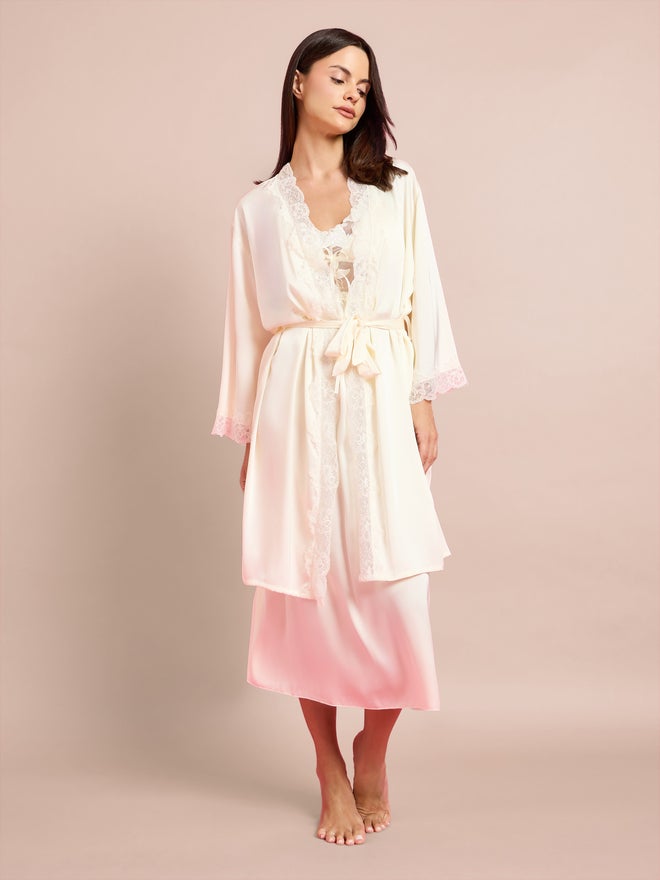 Styli Pack of 2 - Floral Guipure Lace Slip Dress and Robe Set - Image 3