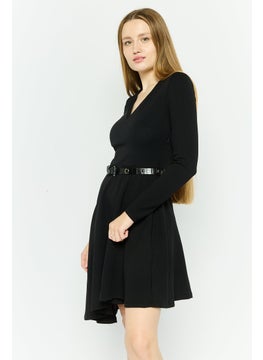 Mohito Women Textured Mini Dress, Black  - Image 3