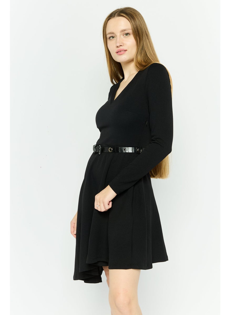 Mohito Women Textured Mini Dress, Black  - Image 3