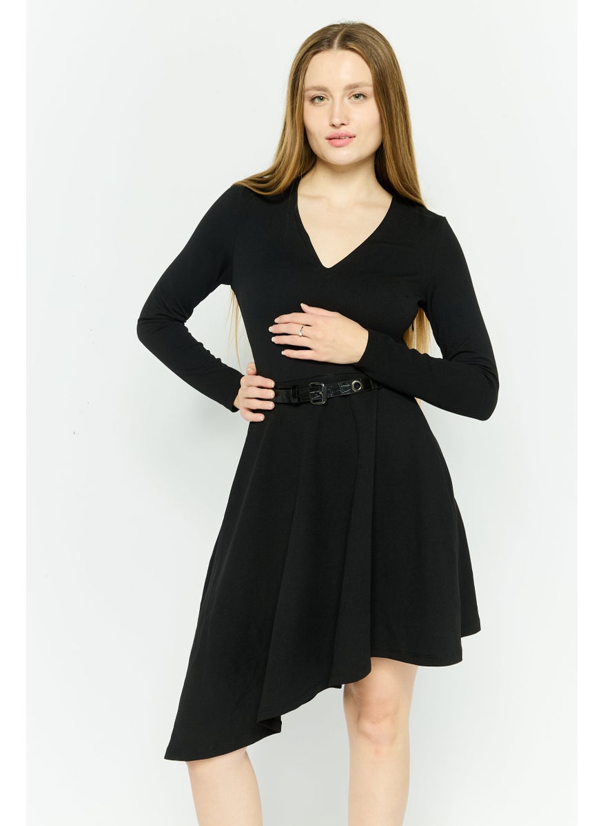 Mohito Women Textured Mini Dress, Black  - Image 2