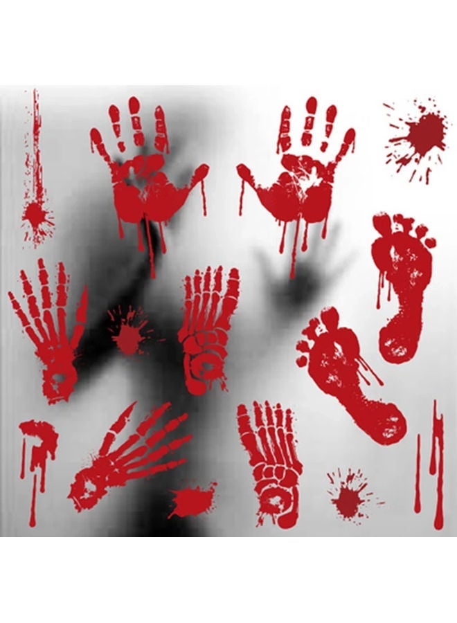 NIBEMINENT Horror Hand Print Window Decoration Sticker Red