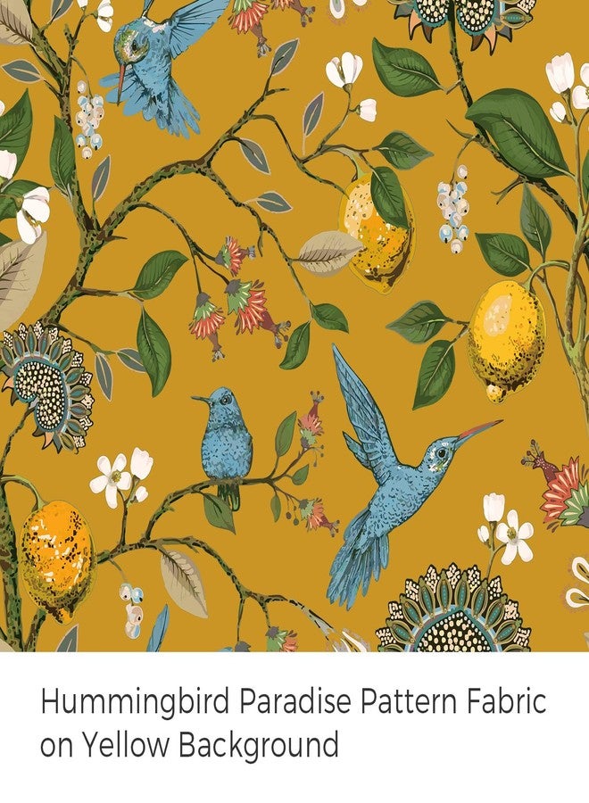 ستائر توبفينيل عتيقة بلون الخردل الأصفر، طولها 84 بوصة، مزودة بحلقات معدنية، بنقشة زهور ليمونية وطائر الطنان، من تصميم ويفرلي، ستائر معتمة ملونة من منتصف القرن، مناسبة لغرفة المعيشة وغرفة النوم. - Image 3