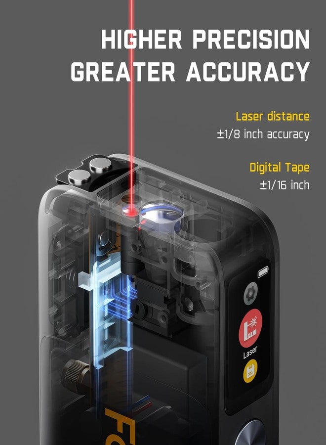 Fanttik A10 Pro 2-in-1 Digital Laser Tape Measure with HD IPS Color Display, 165Ft Rechargeable Laser Measurement Tool & 9.8Ft Measuring Tape, 6 Units Selectable, for Distance/Area/Volume - Image 4