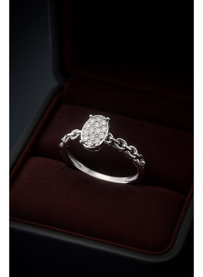 ثري دايموندز خاتم سلسلة فضي بيضاوي حصري للنساء - مطلي بالبلاتين والروديوم، حجر زركون لامع، تصميم سلسلة أنيق بأحجام متعددة - Image 3