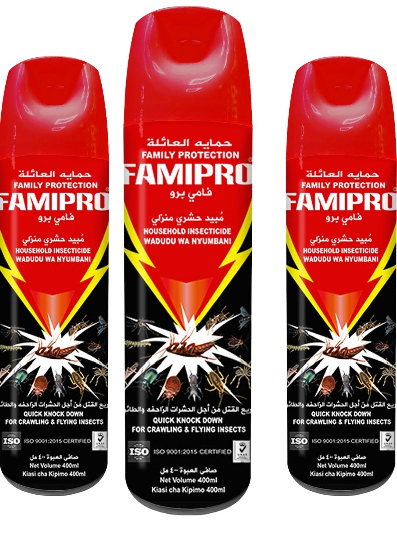 FAMIPRO  Insect Killer Black 3x400ml - Effective Indoor and Outdoor Pest Control  - Image 1