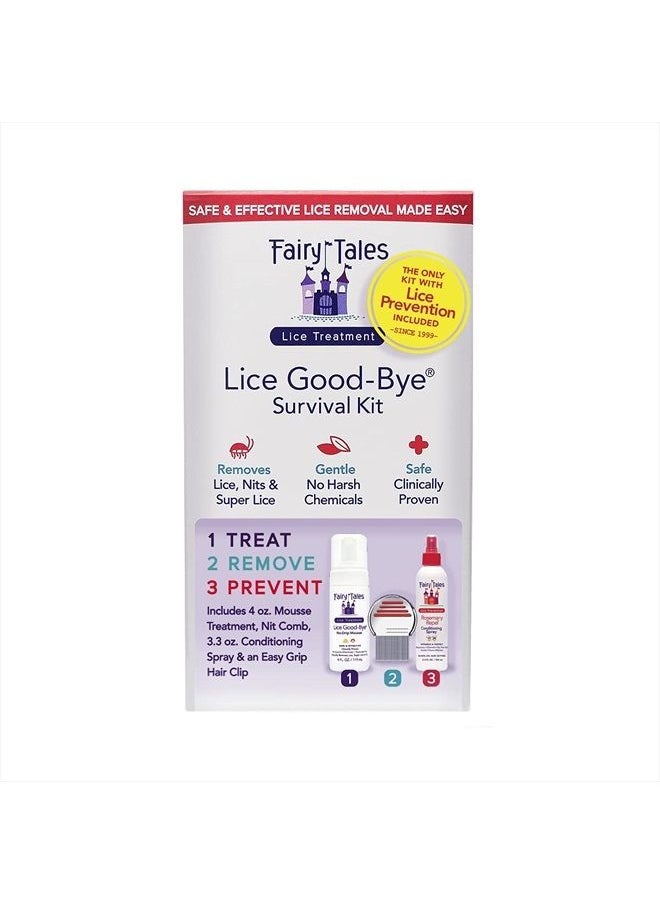 Fairy Tales Lice Good-Bye Survival Kit for Lice Treatment - Includes Treatment Mousse, Conditioning Spray, Comb, & Clip  - Image 1