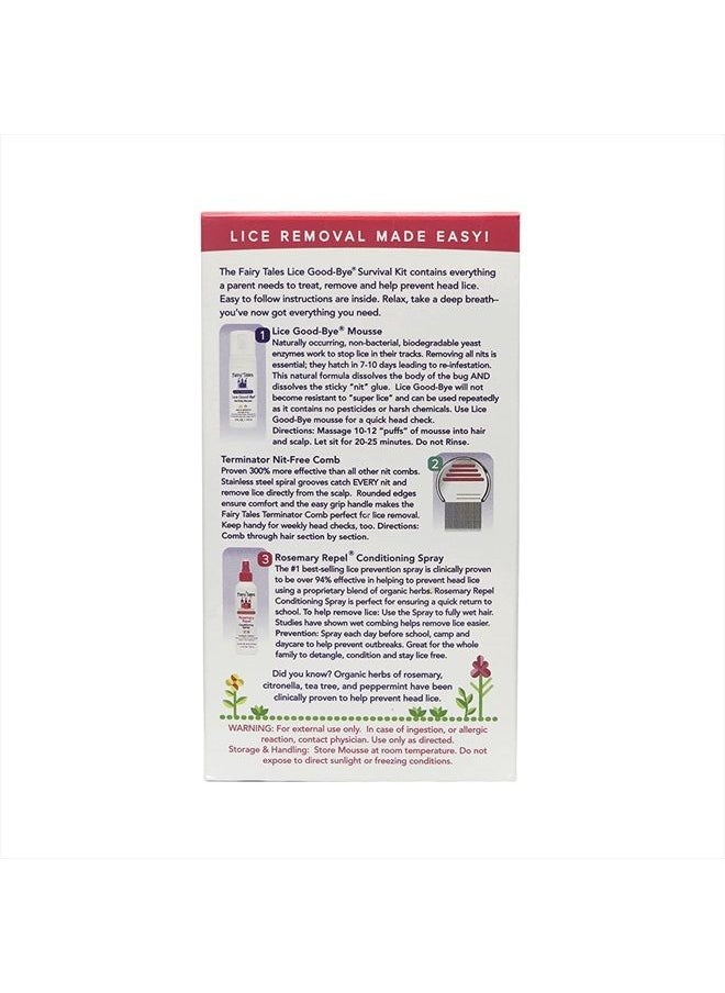Fairy Tales Lice Good-Bye Survival Kit for Lice Treatment - Includes Treatment Mousse, Conditioning Spray, Comb, & Clip  - Image 3