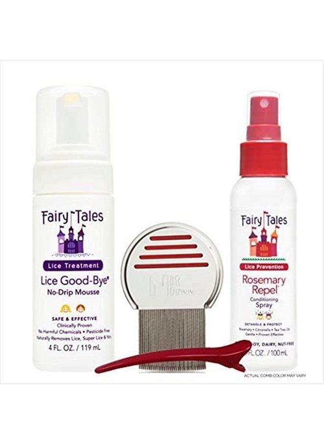 Fairy Tales Lice Good-Bye Survival Kit for Lice Treatment - Includes Treatment Mousse, Conditioning Spray, Comb, & Clip  - Image 4