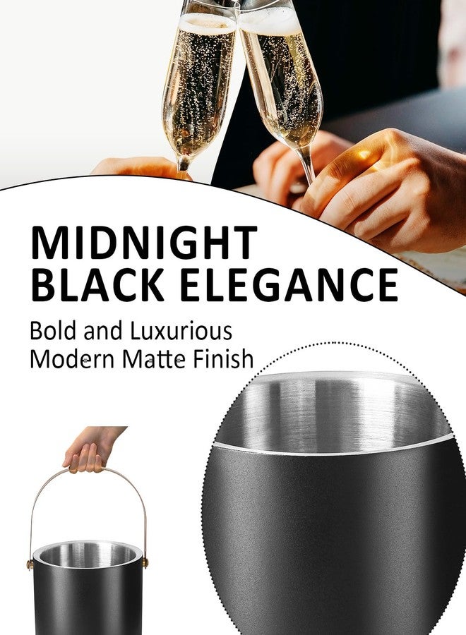 Bakpoco 3L Ice Bucket with Silicone Lid, Scoop, Gold Tongs & Strainer, Stainless Steel Double Wall Insulated Ice Buckets for Parties & Cocktail Bar, Outdoor Champagne Ice Container Bin, Black - Image 5