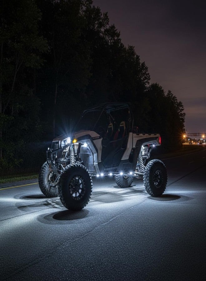 YONEDA 24 Pods White Rock Lights 6000K 9LED Ultra Bright LED Underglow Lights IP68 Waterproof for Trucks SUV UTV ATV RZR Car Boats Pickup Motorcycle with 39.37ft Extension Wire - Image 4