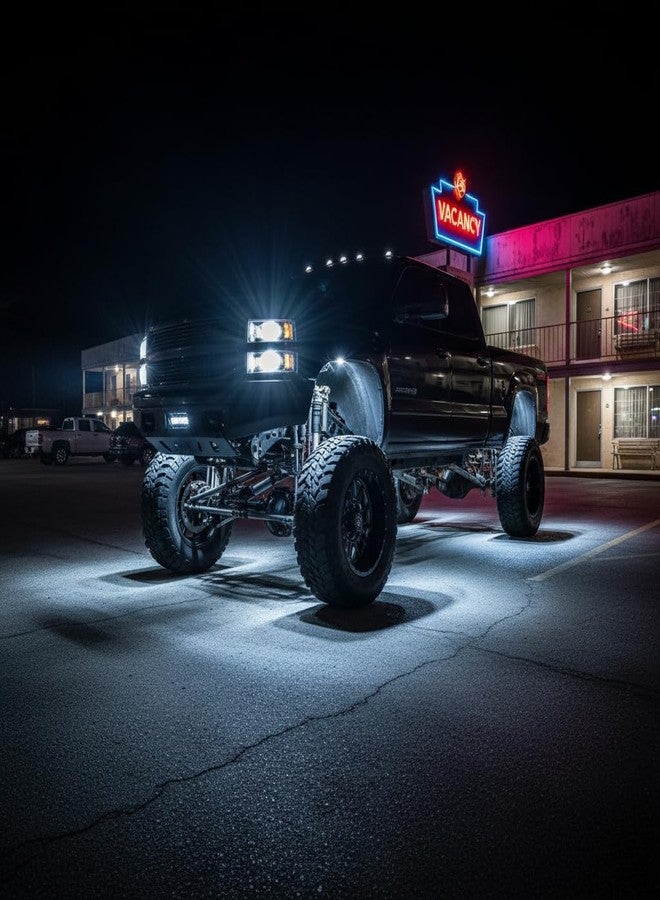 YONEDA 24 Pods White Rock Lights 6000K 9LED Ultra Bright LED Underglow Lights IP68 Waterproof for Trucks SUV UTV ATV RZR Car Boats Pickup Motorcycle with 39.37ft Extension Wire - Image 3