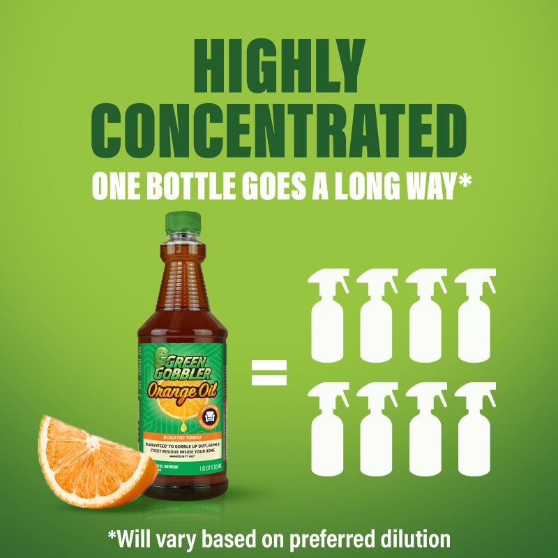 Green Gobbler Cold Pressed Concentrated Orange Oil for Home and Outdoor Multi-Purpose Cleaning- Hundreds of Uses, 32 oz With Spray Bottle Included - Image 3