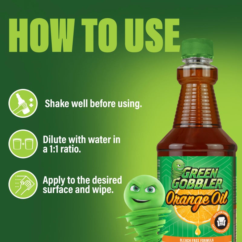 Green Gobbler Cold Pressed Concentrated Orange Oil for Home and Outdoor Multi-Purpose Cleaning- Hundreds of Uses, 32 oz With Spray Bottle Included - Image 4