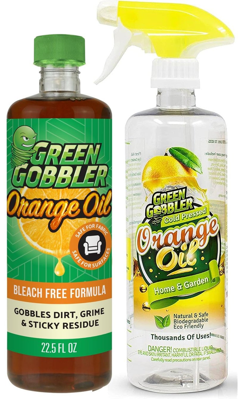 Green Gobbler Cold Pressed Concentrated Orange Oil for Home and Outdoor Multi-Purpose Cleaning- Hundreds of Uses, 32 oz With Spray Bottle Included - Image 1