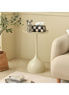 TOMSHOO Italian Light Luxury Tea and Coffee End Table Modern Decorative Sofa Side Table Graphite White 60cm×40cm  - Image 4