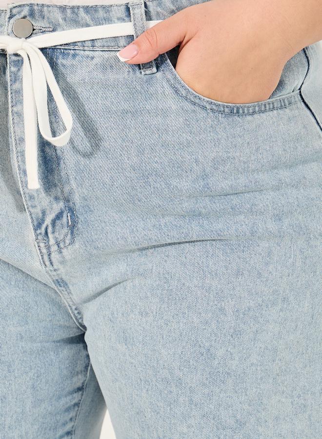 Styli High Rise Wide Leg Jeans with Drawstring  - Image 3