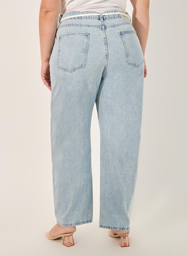 Styli High Rise Wide Leg Jeans with Drawstring  - Image 4