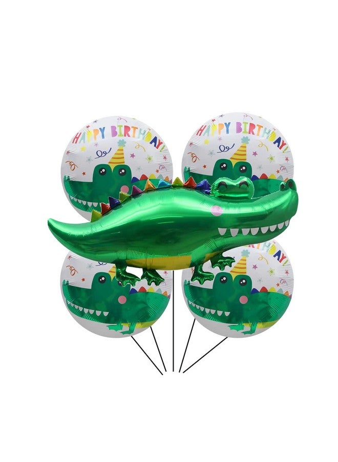 DYT 5PCS Alligator Balloon with 18inch Crocodile Round Balloon for Alligator Themed Birthday Party Decorations Jungle Animal Party Supplies - Image 1