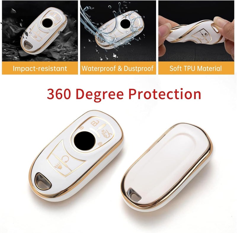 Gematay for Buick Key Fob Cover with Keychain Lanyard, Soft TPU Key Case Shell Compatible with Buick Encore Enclave Lacrosse Envision Verano Regal GL8 5 Buttons Smart Key Holder - Image 4