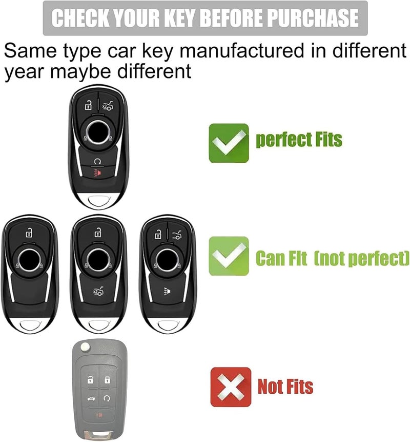 Gematay for Buick Key Fob Cover with Keychain Lanyard, Soft TPU Key Case Shell Compatible with Buick Encore Enclave Lacrosse Envision Verano Regal GL8 5 Buttons Smart Key Holder - Image 2