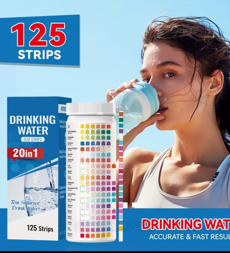 20 in 1 Drinking Water Test Strips, 125 Strips Measure PH, Alkalinity, Chlorine, Lead, Iron, Fluorine - Image 5