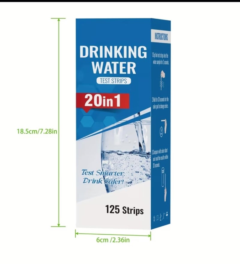 20 in 1 Drinking Water Test Strips, 125 Strips Measure PH, Alkalinity, Chlorine, Lead, Iron, Fluorine - Image 3