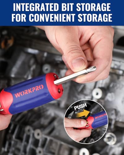 WORKPRO 12-in-1 Ratcheting Multi-Bit Screwdriver Set, Quick-load Mechanism Screwdriver with Double End Bits in Handle - Image 4